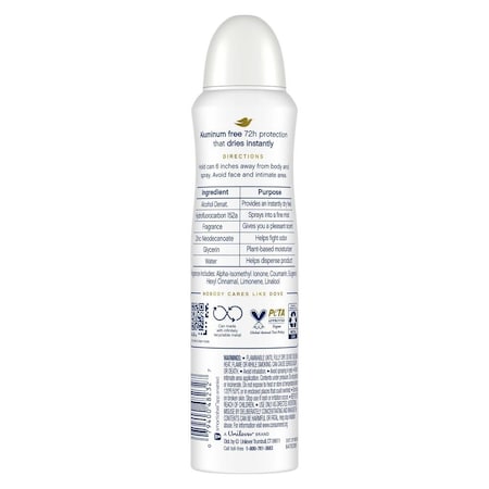 Dove Aluminum Free Coconut and Pink Jasmine Deodorant Spray, 4 Ounce, 12PK 68839340