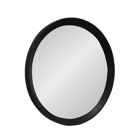 Homeroots 20" Black Round Wood Framed Accent Mirror 485113