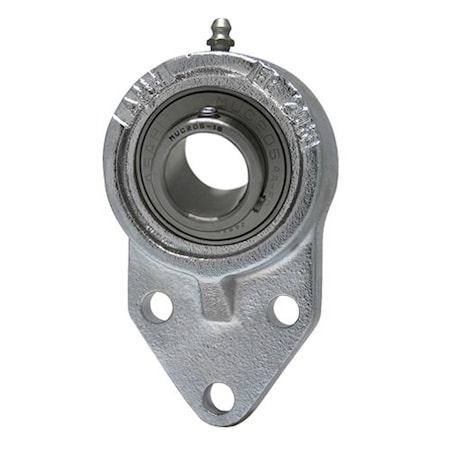Ami Bearings SINGLE ROW BALL BEARING - 3/4in STAINLESS SET SCREW NICKEL 3-BOLT FLANGE BRACKET MUCFK204-12NP