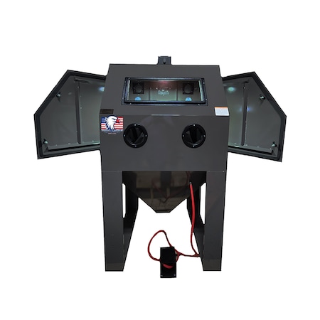 American Hawk Industrial 40inx72in Abrasive Sandblasting Cabinet With Dust Collector Color: Grey, Dual Side Door Blaster 40X40-GRY