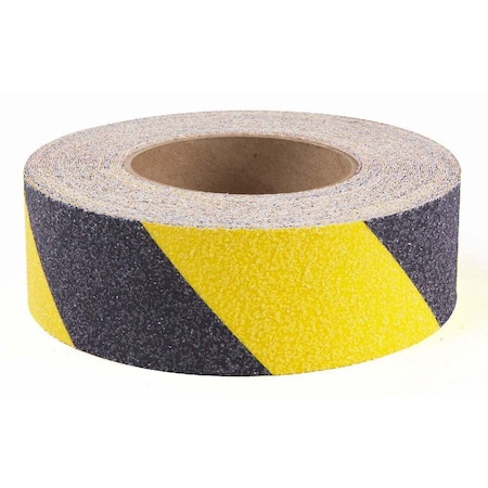 Nmc Anti Skid Heavy Duty Grit Tape Vinyl Proprietary Grit Size, Black/Yellow, 4" W x 60 ft. L AGT460BY