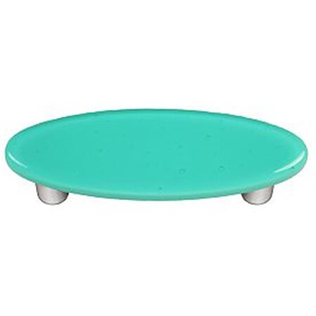 Palacedesigns Light Aqua Blue Oval Glass Cabinet Pull - Aluminum Post PA165136