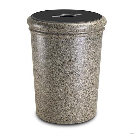 Commercial Zone Products Stonetec Round Open-Top Mixed-Recycling Container, Riverstone 720820