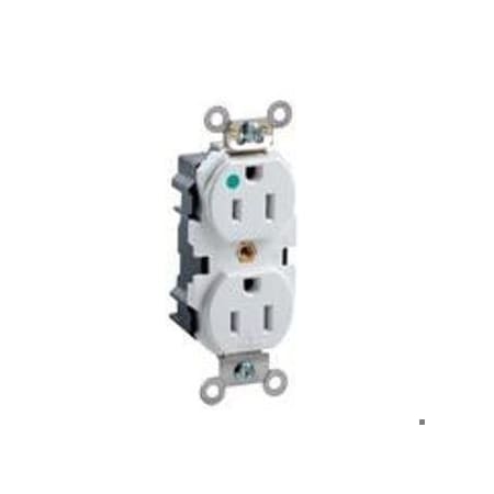 Leviton Straight Blade Receptacle, 5-20R, 20 A, 125V AC, Flush Mount, Self-Grounded M8300-B