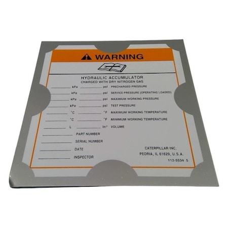 Caterpillar PLATE-WARNG, CATERPILLAR OEM 1125534 1125534