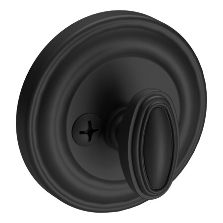 Baldwin Patio Traditional Round Deadbolt with 6AL Latch and Dual Strike Satin Black Finish PTTRD190