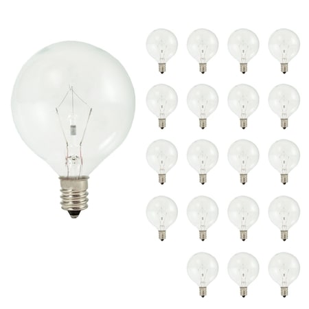 Bulbrite G16.5 Krystal Touch Krypton Bulb, Candelabra Screw Base E12, 25W, Clear, 20PK 861255