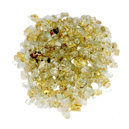 Homeroots Gold Round Reflective Fire Pit Glass 479083