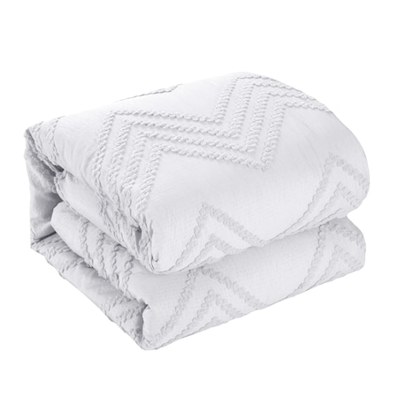 Homeroots White King Polyester 180 Thread Count Washable Duvet Cover Set 529061