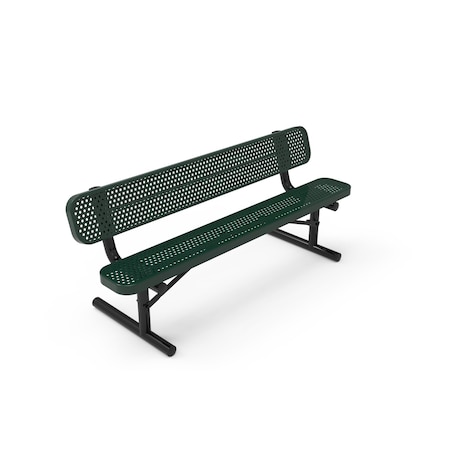 Mytcoat 6ft Outdoor Bench with Back, Portable, Green, Punched Steel, Industry Standard Coating 804147