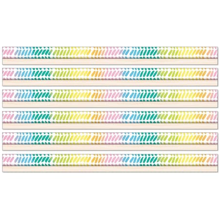 Happily Ever Elementary Creatively Inspired Watercolor Chevron Straight Borders, 36 Feet Per Pack, 6PK 108504