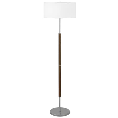 Homeroots 61" Nickel Two Light Floor Lamp With White Frosted Glass Drum Shade 523569
