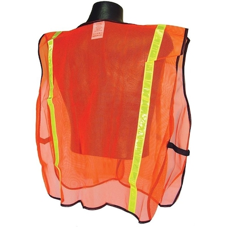 Radwear Radians Non-Rated Safety Vest, XL, Polyester, Green/Orange/Silver, Hook-and-Loop SVO1