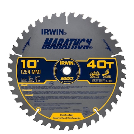 Irwin SAW BLADE 10" 40 TEETH 5/8" ARBOR HN14070