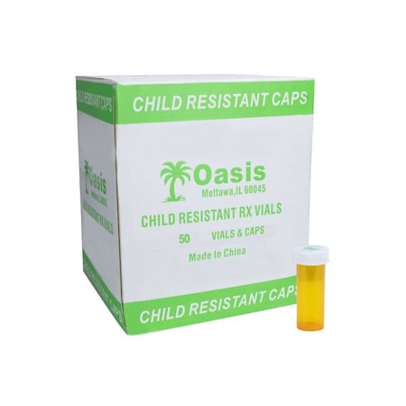 Oasis Amber Prescription Vial, 8 Dram, 50PK VIAL8DZX25