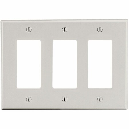Hubbell Wiring Device-Kellems Wallplate, Mid-Size 3-Gang, 3) Decorator, Light Almond PJ263LA