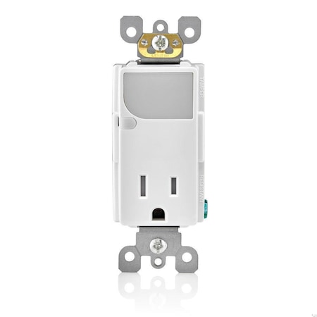 Leviton Straight Blade Receptacle, 5-15R, 15 A, 125V AC, 1 Pole, 3 Wire, Flush Mount, Grounded T6525-W