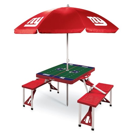 Picnic Time Family Of Brands New York Giants - Picnic Table Portable Folding Table with Seats and Umbrella, (Red) 811-02-100-215-2