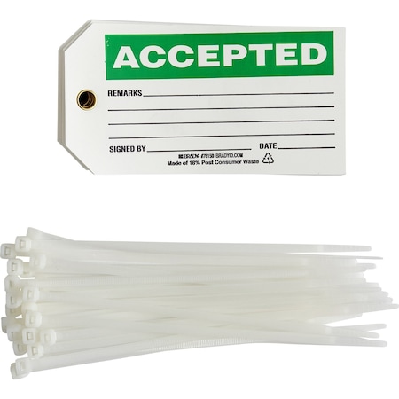 Brady Universal Inspection Tag ACCEPTED Polyester 3 x 5.75 Black, Green on White 25/PK, 25PK 76150
