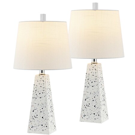 Jonathan Y Owen 20.5" Contemporary Resin LED Table Lamp, White Terrazzo, 2PK JYL1037B-SET2