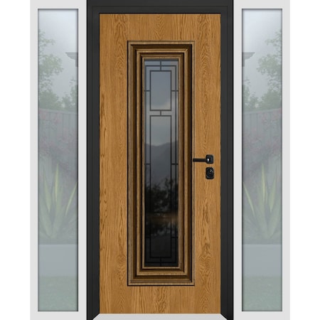 Vdomdoors Steel Door Ballucio 6644 Natural Oak 2 Side Exterior Windows Sidelites/ Entry Door Painted W16+36+1 BALLUCIO6644EXD-OAKW-W16+36+16xH80-LH-I