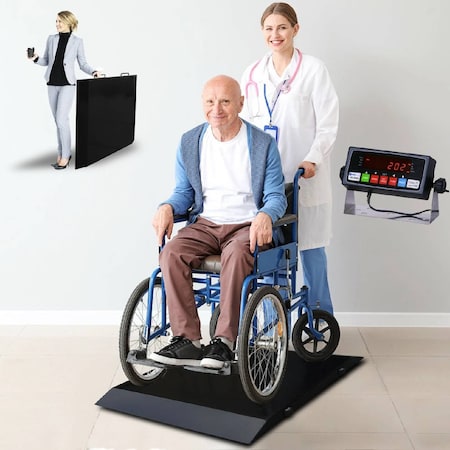 Prime Systems Refurbished Prime 1000 lb Wheelchair Scale with Indicator Ultra Portable and Durable PS-1000WCS-Refurbish
