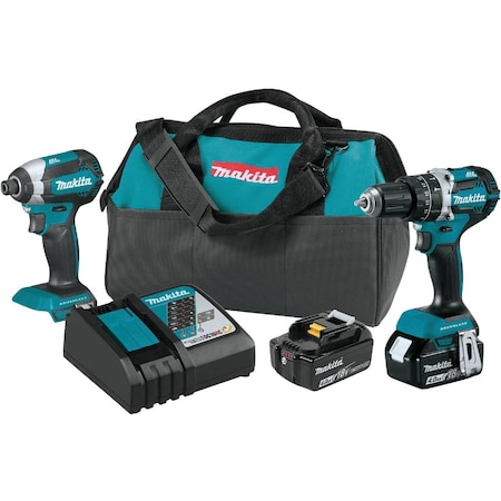 Makita 2-Tool 18V LXT Lithium-Ion Brushless Hammer Drill/Driver & Impact Driver Cordless Tool Combo Kit XT269M