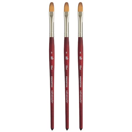 Princeton Velvetouch Filbert Brush, Synthetic Bristles, Short Handle Mixed Media Paintbrush, Size 8, 3PK P3950FB8