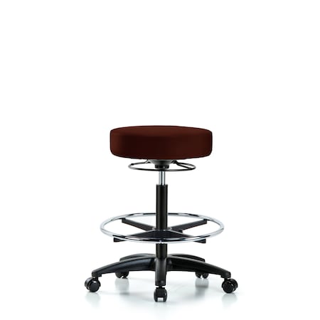 Blue Ridge Ergonomics Vin Stool without Back-High Bench Height with Chrome Foot RingandCasters in Burgundy Trailblazer Vin BR-VHBSO-RG-CF-RC-8569