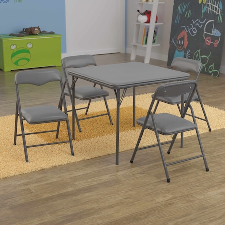 Flash Furniture Kids Gray 5 Piece Folding Table and Chair Set JB-9-KID-GY-GG