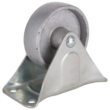 Prosource Rigid Caster, 4 in Dia Wheel, 1-1/4 in W Wheel, Steel Wheel, Gray, 500 lb, Steel Housing Material JC-S04