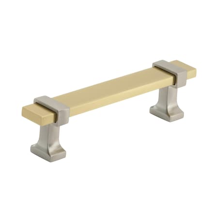 Amerock Overton 3-3/4 in 96 mm Center-to-Center Brushed Gold/Satin Nickel Cabinet Pull BP36681BGLG10