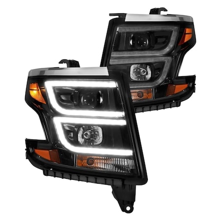 Kento Gear Black LED U-Bar Projector Headlights Plank Style for 2015-C Tahoe & Suburban KE3082293
