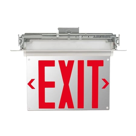 Keystone Exit Sign | Edge Lit | NYC Compliant | Style 1 | White Color | Single or Double Facing | Red Letteri KT-EX-ELNY1-WH3RL-RU