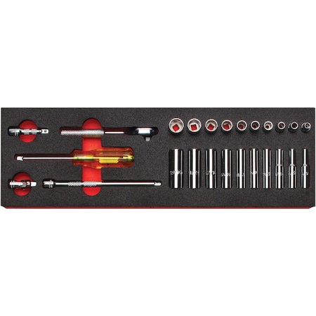 Proto 1/4 in Drive Socket Sets SAE 25 Pieces 3/16 to 9/16 in , Polished J47116KV