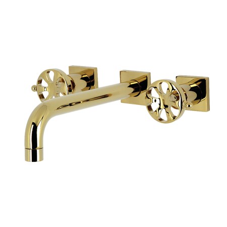 Kingston Brass Two-Handle Wall Mount Tub Faucet, Polished Brass KS6022RX