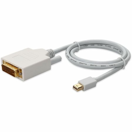 Add-On 3FT MINI-DISPLAYPORT MALE TO DVI-D SINGLE LINK 18+1 PIN MALE WHITE CABLE MINIDP2DVIDSL3FW
