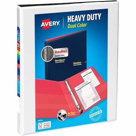 Avery Heavy-Duty Dual Color 3 Ring Binder, 1/2 17880
