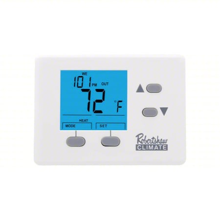 Robertshaw Digital Wall Thermostat, White, 1" D RS1110