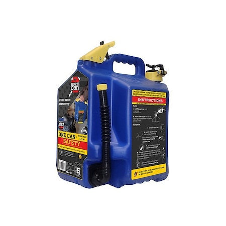Surecan Gas Can, HDPE, 5 gal, Type II, Flexible Rotating Nozzle, Self-Venting, Blue, Kerosene SUR5SFK2