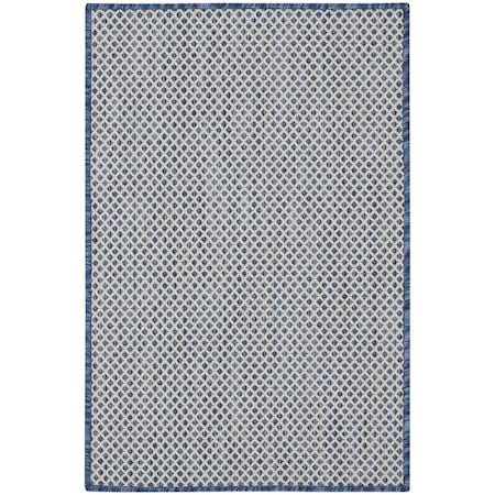 Homeroots 2' X 3' Ivory And Blue Geometric Indoor Outdoor Area Rug 573877
