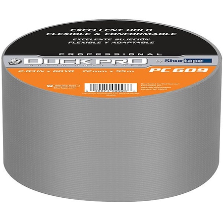Shurtape DuctTape, Silver, 60-1/8ydL, 2-7/8inW 105476