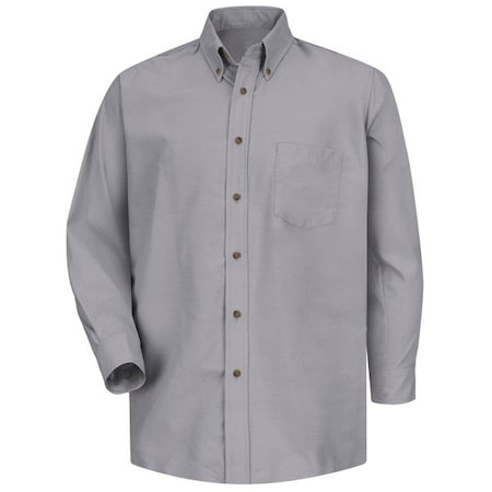 Red Kap Men's Mns Ls Button Down Poplin Shirt-Sv, L, Cotton/Polyester, Button Fronts, 1 Pocket(s), Silver, L SP90SV L  367