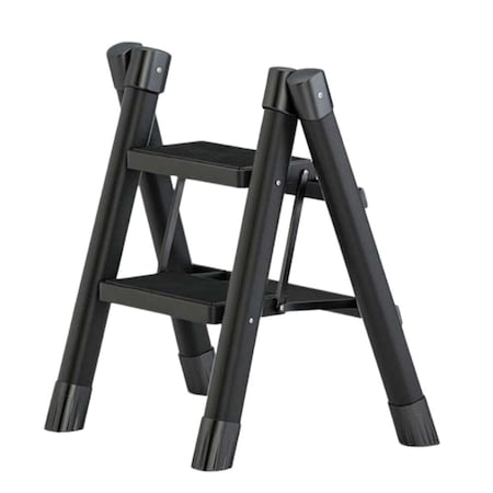 Wrightmaster 2-Step Lightweight Steel Step Stool, 7 ft. Reach, 300 lb. Load Capacity Type IA Duty Rating, Black ZOR-EBTH01