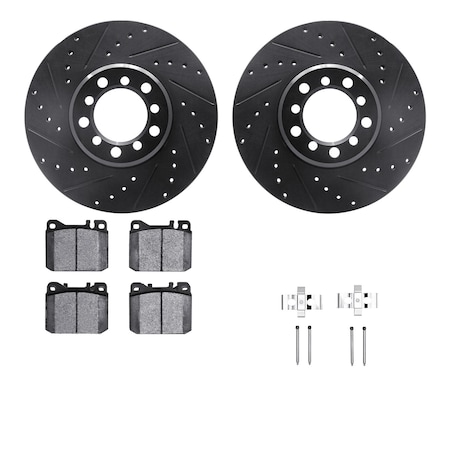 Dynamic Friction Co DFC Rotors-Drilled & Slotted-Black w/ EURO 5000 Ceramic Brake Pads Incl Hdw 8612-63036