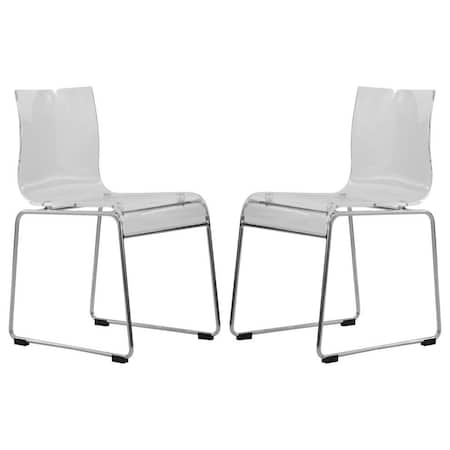 Leisuremod Lima Modern Acrylic Chair, Clear, 2PK LC19CL2