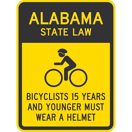 Lyle Bicyclists 15 Years And Younger Must Wear A Helmet (with Cyc, 18x24, Engineer Grade, Yellow G-10179-EG_18x24