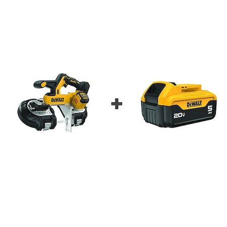 Stanley 20V MAX* XR Mid-Size Cordless Bandsaw, 35-3/8 in L Blade + 20V MAX* 5Ah Battery DCS378B/DCB205