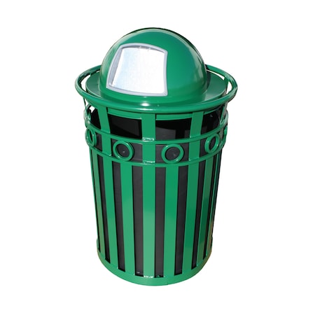 Witt Industries Green Decorative, Outdoor Waste Receptacle with Dome Top M3600-R-DT-GN