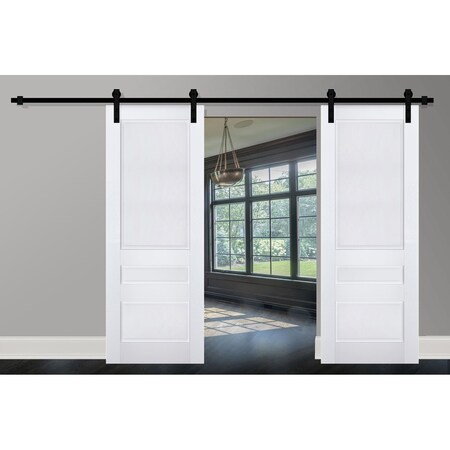 Sartodoors Sturdy Double Barn Door White 48x80 (2* 24x80) Solid Core Modern Interior VEREGIO7411DB-WS-48
